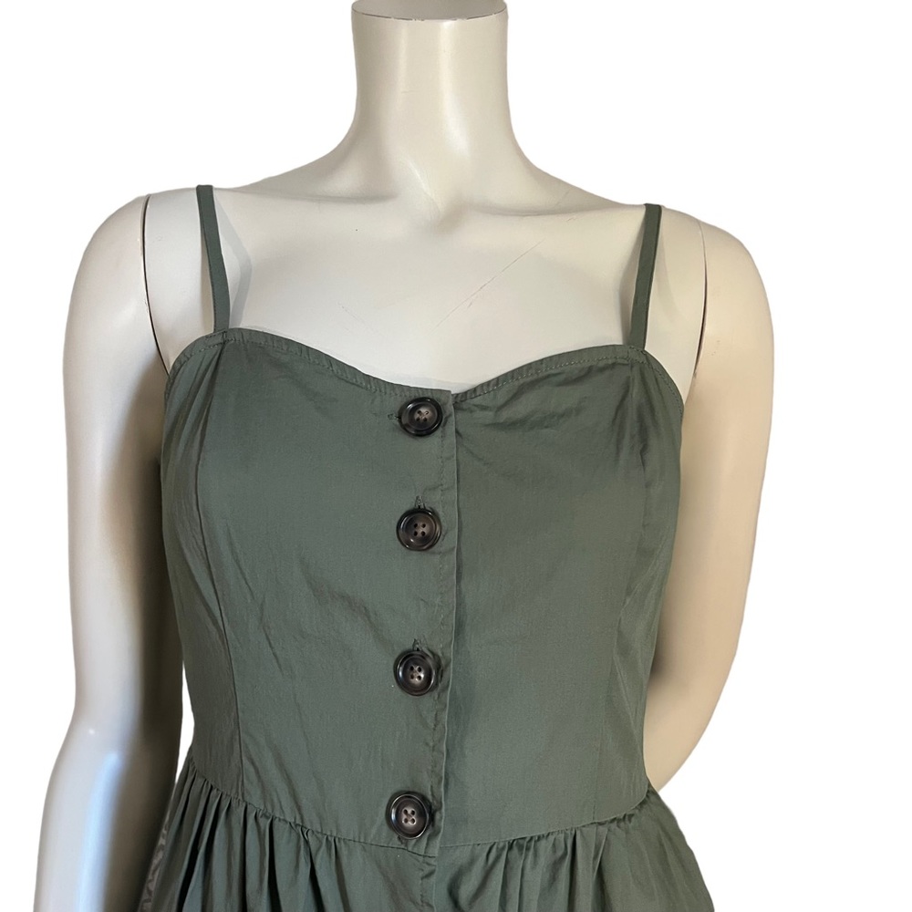 Who What Wear | Womens 100% Cotton Army Green  Button Up Wide Hem Midi Dress | M - Picture 4 of 17